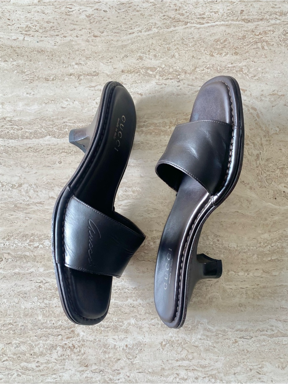 Vintage Gucci Logo Mule Sandal Heels - Picture 4 of 9
